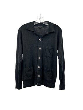 NDSTRY by ICO Women's Black Collared Knit Cardigan Button Front Small